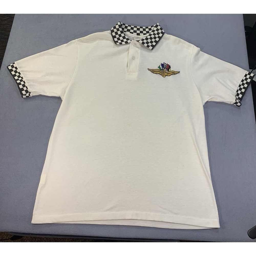 Indianapolis Motor Speedway Shirt Polo Mens L Racing Checkered Racing Tee Shirt